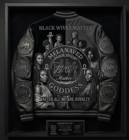 BWM Melanated Goddess Varsity Jacket - Midnight Black