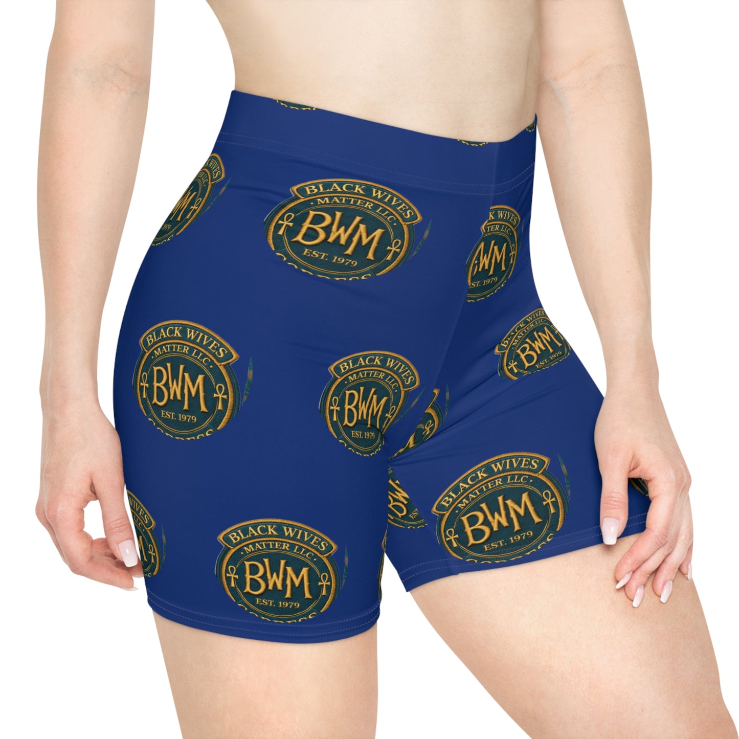 BWM Melanated Goddess Sapphire Silver — Short Performance Set Biker Shorts