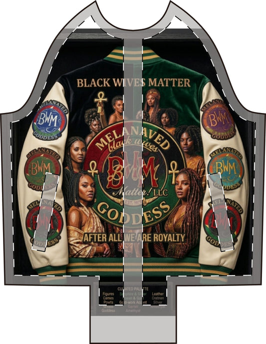 BWM Melanated Goddess Varsity Jacket - Green Velvet