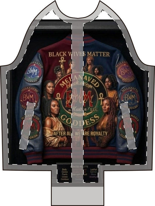 BWM Melanated Goddess Varsity Jacket - Burgundy and Navy