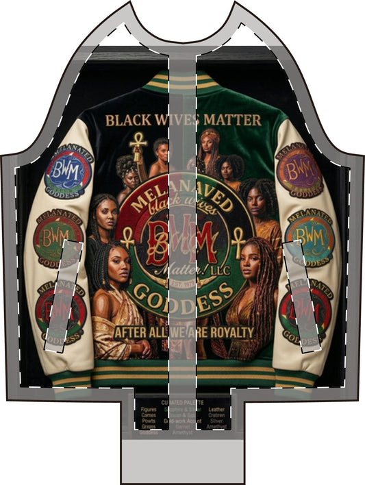 BWM Melanated Goddess Varsity Jacket - Green Velvet