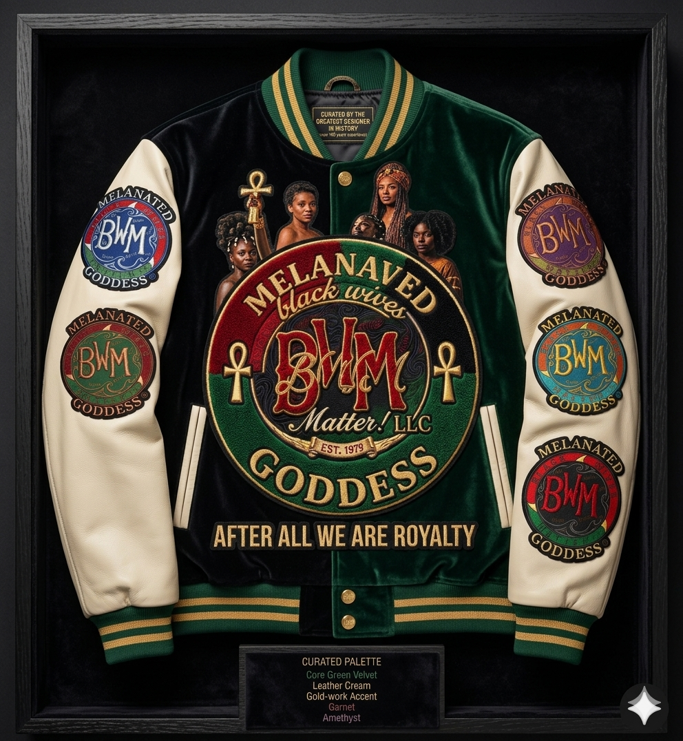 BWM Melanated Goddess Varsity Jacket - Green Velvet