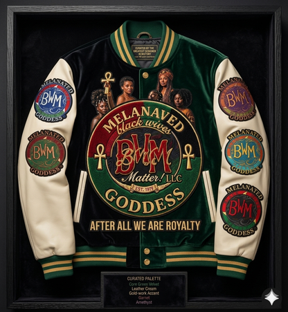 BWM Melanated Goddess Varsity Jacket - Green Velvet