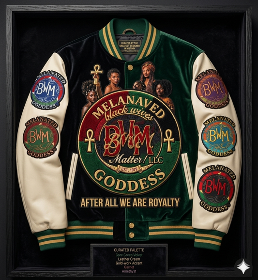 BWM Melanated Goddess Varsity Jacket - Green Velvet