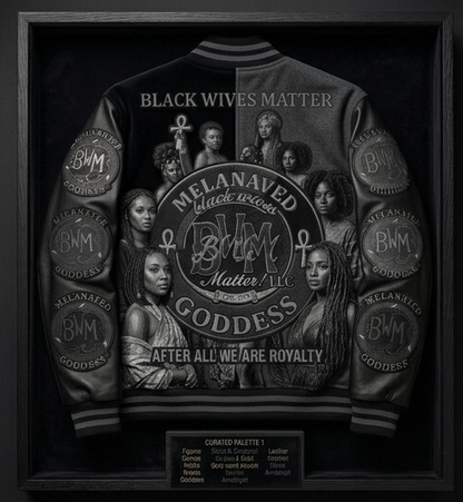 BWM Melanated Goddess Varsity Jacket - Midnight Black