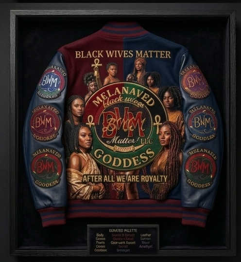 BWM Melanated Goddess Varsity Jacket - Burgundy and Navy