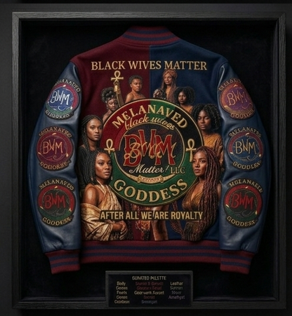 BWM Melanated Goddess Varsity Jacket - Burgundy and Navy
